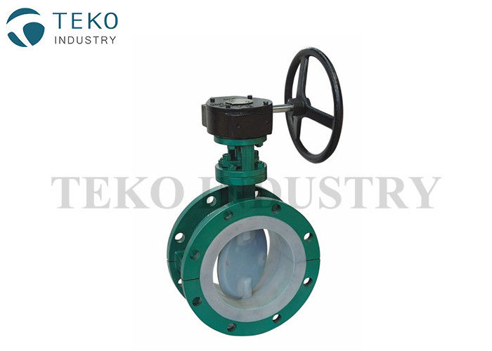 buy Pure Virgin PTFE Lined Valves , Gear Operation Flanged End PTFE Lined Butterfly Valve online manufacturer