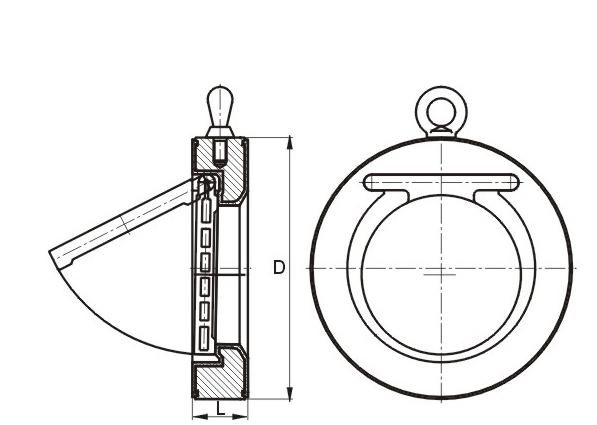 Wafer End PTFE Lined Valves , Chemical Short Pattern Swing Type 2 Inch Valve 0
