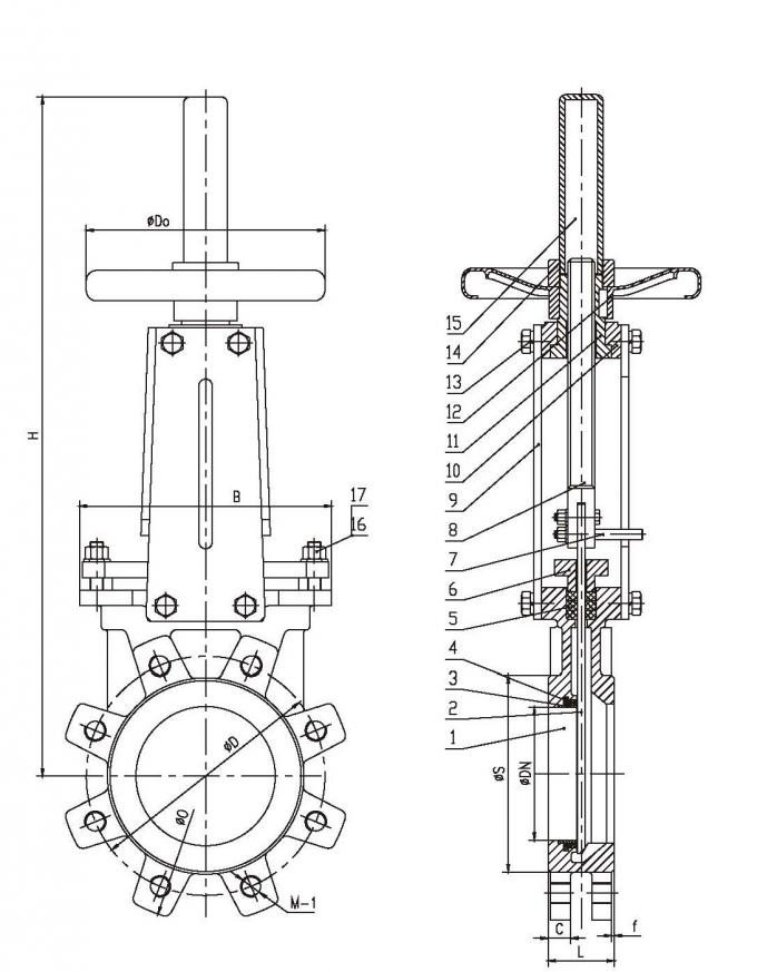 Stainless Steel Knife Valve Metal Seated Full Lug ANSI B16.5 Connection For Corrosive Fluid 0