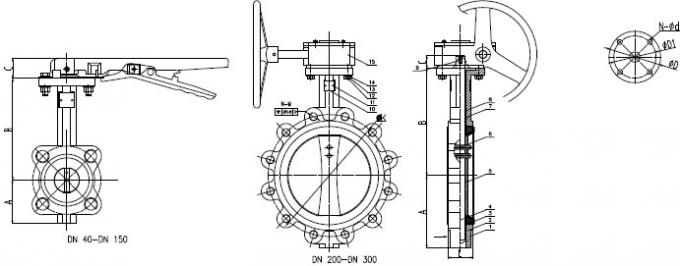 Gear Operation API609 Butterfly Valve , JIS 10K Drilled Cast Iron Butterfly Valve For Water Prifier 0