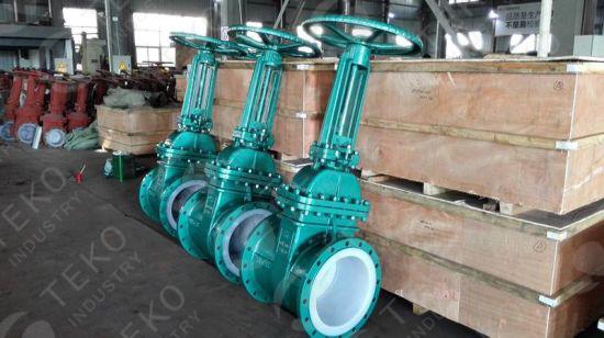 Chemical Resistant PFA PTFE Lined Valves , Rising Stem High Temperature PTFE Lined Gate Valve 0