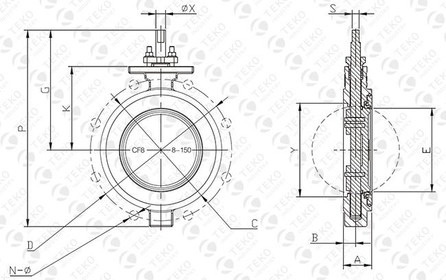 Wafer End Double Eccentric Butterfly Valve Lowering Operating Torques With Metal Seat 0