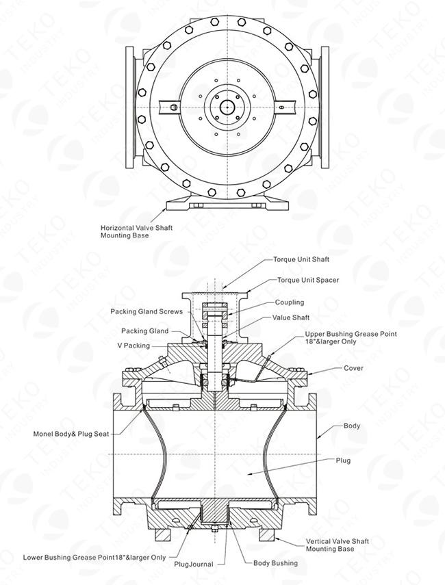 Top Entry Double Seated Industrial WCB Ball Valve Cone Shape With No Clogging 0