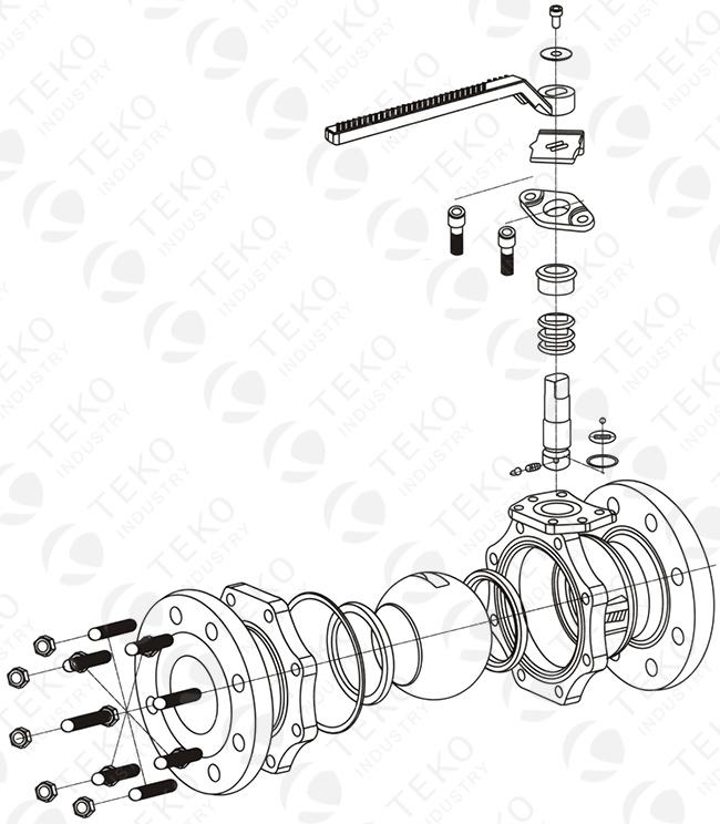 Floating Ball Design Flanged Ball Valve , CF8 Body RPTFE Seated 2 Inch Ball Valve For WOG 0