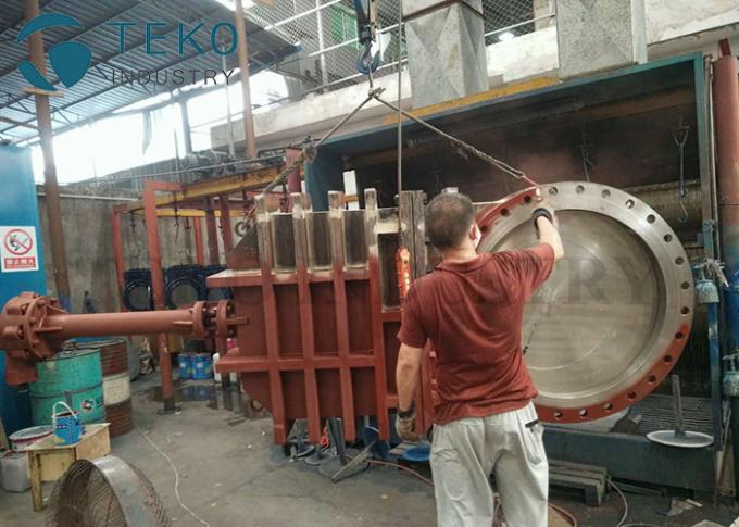 Bevel Gear Operated Large Diameter Knife Gate Valve Fabricated Carbon Steel Body 0