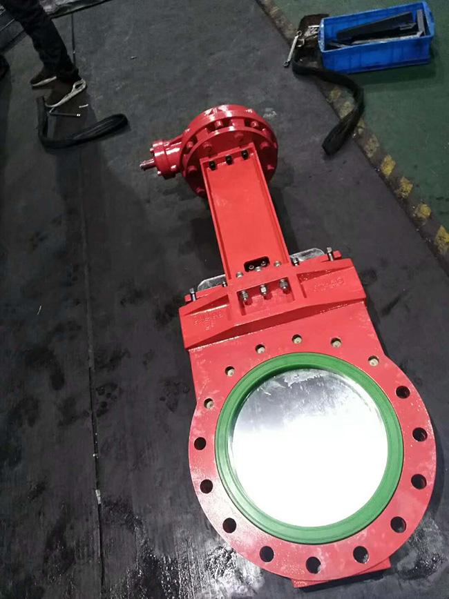 Flange End Knife Valve Bi - Directional Bubble Tight Urethane PU Full Lined Splited Body High Abrasion 0