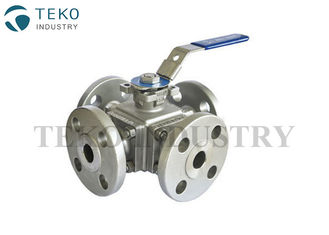 API 6D 3 Way Flanged Ball Valve , Wide Application Four Way Ball Valve With Solid Ball