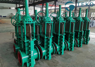 Double Flange Mining Knife Gate Valve Bi - Directional Seal Full Port Air Operated