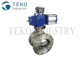 Spring Return Flanged Ball Valve Pneumatic 4-20mA ON OFF Regulation Ball Segment Valve