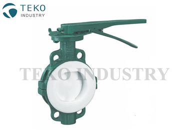 Center Lined Body PTFE Lined Valves , Wafer Connection PTFE Lined Butterfly Valve